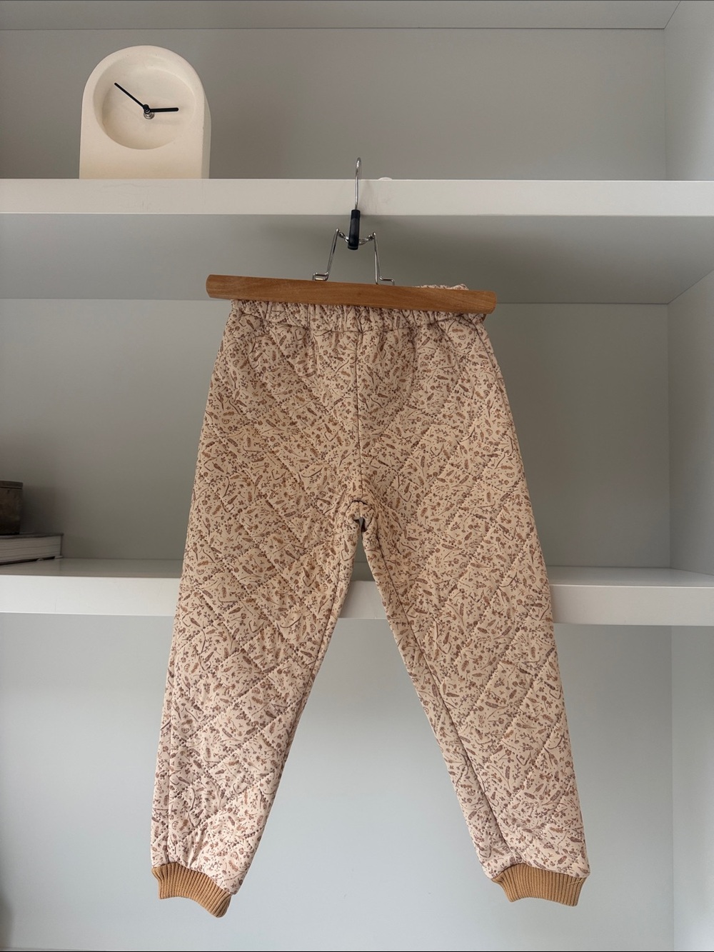 Wheat Kids Quilted Beige Floral Thermo Outdoor Pants